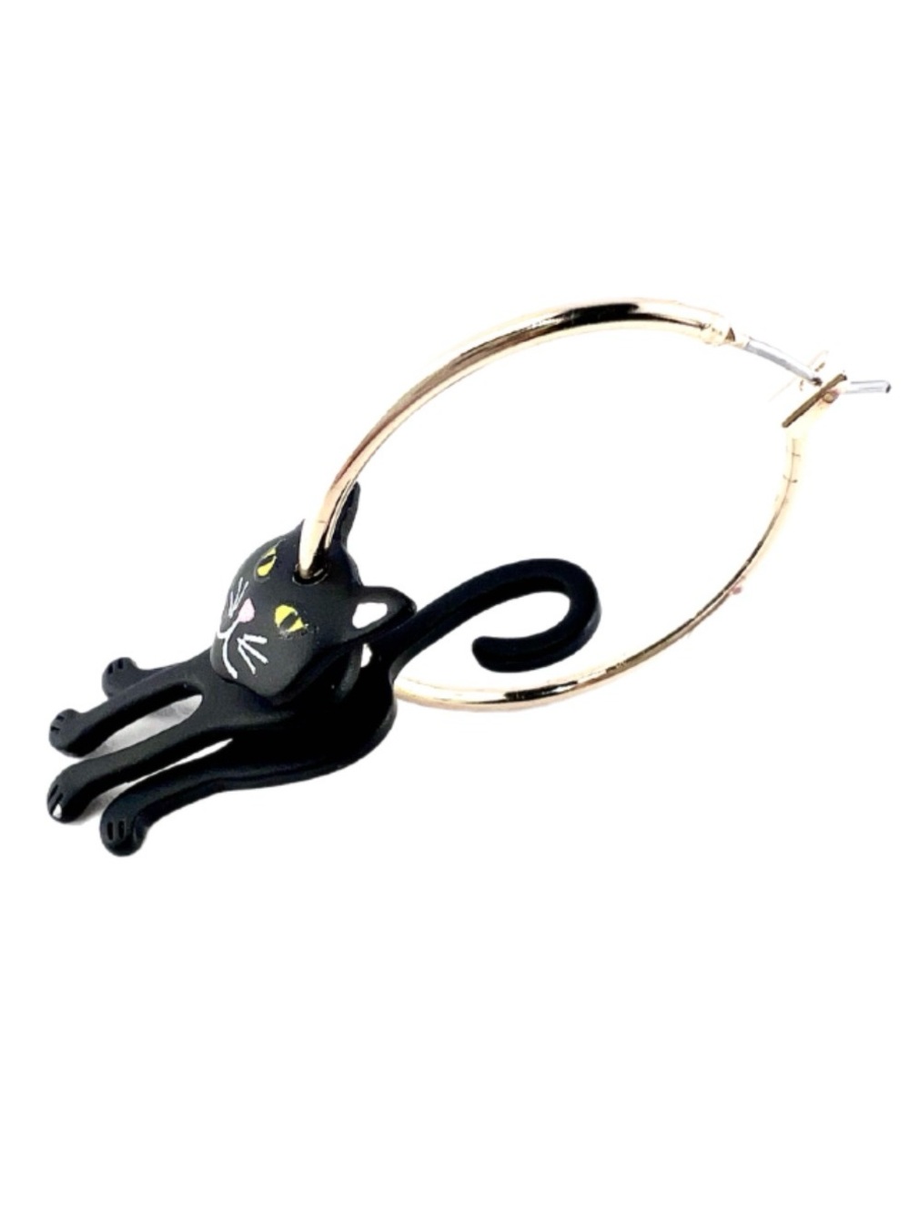 Black Cat Hoop Earrings - True to Form Black Cat Earrings - Picture 6 of 7